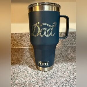 YETI Navy Tumbler with Dad Design